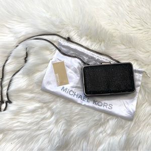 MICHAEL Michael kors Elsie black crystal box clutch / crossbody purse